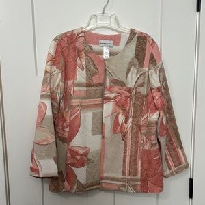 Alfred Dunner Floral Blazer in Pink and Tan